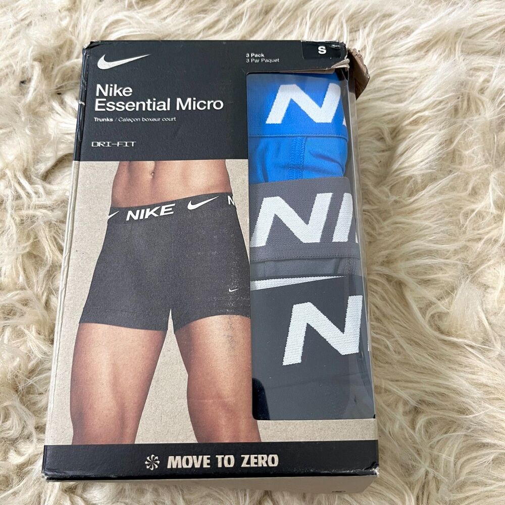 Nike Dri-FIT Essential Micro Boxer Briefs (3-Pack) S Black blue Grey